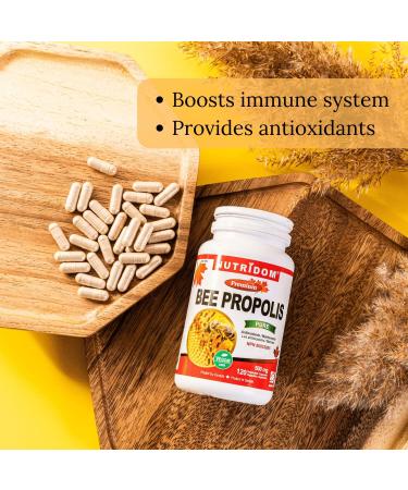 Nutridom Bee Propolis Capsules 500mg Pure Propolis Extract Bee Hive of the Honey Bee Provides Antioxidants Gluten free Soy free & Dairy free Made in Canada (120 Veggie Capsules) - Buy Online on GoSupps.com