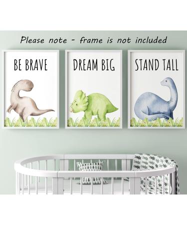 Dinosaur Set of 3 Unframed Poster Prints with Quotes for Baby Boy or Girl Nursery Dinosaur Bedroom Decor Dinosaur Wall Art Dream Big Stand Tall Be Brave (A3) Dream Big A3 - Buy Online on GoSupps.com