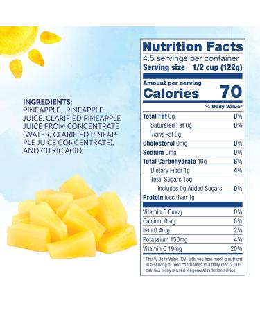 Dole Canned Pineapple Tidbits in 100% Fruit Juice 20 Oz - Pack of 12 | Buy Online Now! - Buy Online on GoSupps.com