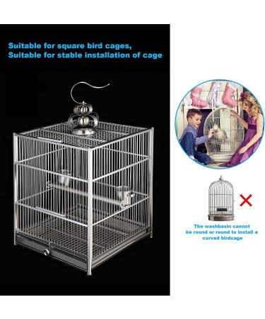 Acrylic Bird Feeder for Cage - Automatic Seed Container & Water/Food Holder - No Mess Solution for Parrot Parakeets - 6.4 x 6.4 - Buy Online on GoSupps.com