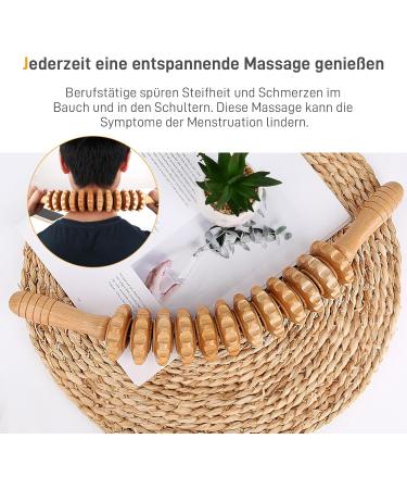 Wooden Massage Roller for Lymphatic Drainage | Back Massager with Handle | Fascia Rod for Waist & Thighs - International Shipping Available - Buy Online on GoSupps.com
