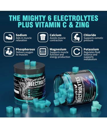 Electrolytes Gummies No Sugar 120 Chewable Electrolyte Gummies with 6 Electrolytes for Runners and Endurance Sports Refreshing Blue Raspberry Hydration Electrolyte Chews 1 Pack 120 Count (Pack of 1) - Buy Online on GoSupps.com