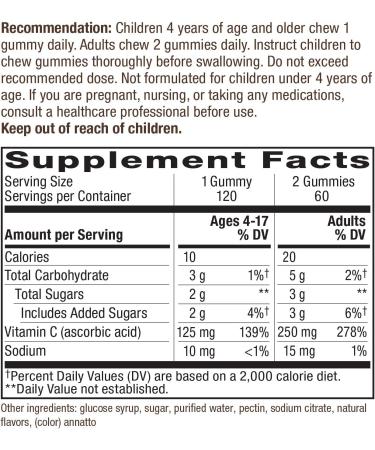 Buy Nature's Way Vitamin C Gummies - 250 mg, Orange, 120 Count | Immune Support - Buy Online on GoSupps.com