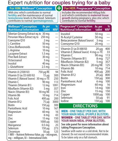 THREE PACKS of Vitabiotics Pregnacare His & Hers by Vitabiotics - Buy Online on GoSupps.com