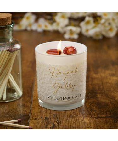 Personalised Wedding Day Candle Gift with Heart Background (Lavender) - Buy Online on GoSupps.com