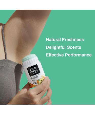 Atom Fresh Natural Deodorant - Aluminum Free Baking Soda Free Long-Lasting Odor Control - Green Citrus - 3 Pack (2.3 Oz Each) - Skin Safe & Eco-Friendly - Buy Online on GoSupps.com