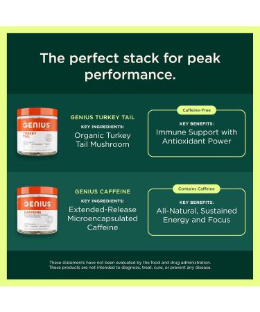 The Genius Brand Genius Lion's Mane - Plant-Based Supplement for Memory, Focus & Mood Support - Organic & Non-GMO - 120 Veggie Capsules - Buy Online on GoSupps.com