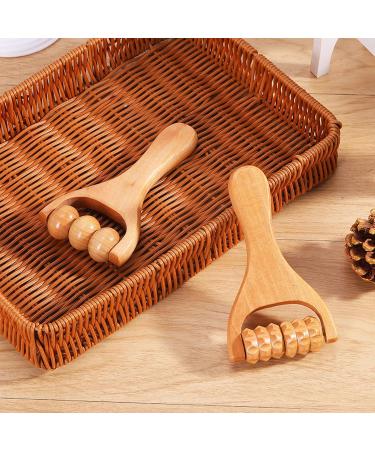 Wooden Massage Roller Set - T-Shape Device for Neck Abdominal & Leg Relief | 2-Piece Massage Scooter with Handle & Wheels - Buy Online on GoSupps.com