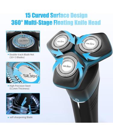 5-in-1 Electric Rotary Shaver for Men - IPX7 Waterproof, Rechargeable Cordless Razor for Shaving Beard, Body, and Pubic Hair - Blue - Buy Online on GoSupps.com