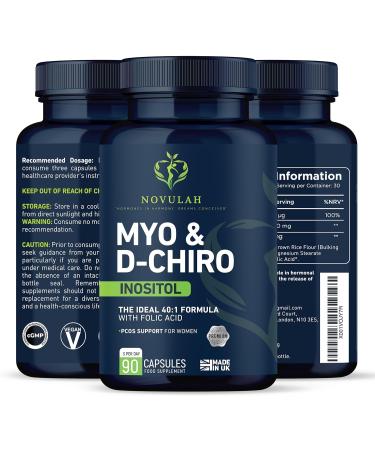 Novulah Myo-Inositol & D-Chiro Inositol Capsules with Folic Acid for PCOS | 40:1 Ratio | Menstrual Cycle Regulation & Conception Support | 90 Capsules - Buy Online on GoSupps.com