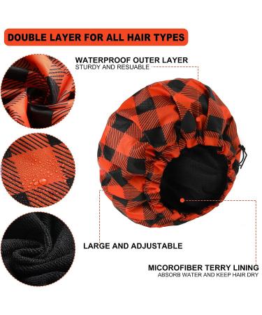 2 Large Waterproof Shower Caps for Men - Reusable Adjustable Bath Cap with Double Layer Terry Cloth Lining - Ideal for Dreadlocks, Braids, and Curly Long Hair - Buy Online on GoSupps.com