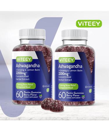 Extra Strength Ashwagandha Gummies 2200mg with Ginseng & Lemon Balm for Anxiety Relief - Vegan Sleep Aid & Stress Support Gummy Chews - Buy Online on GoSupps.com