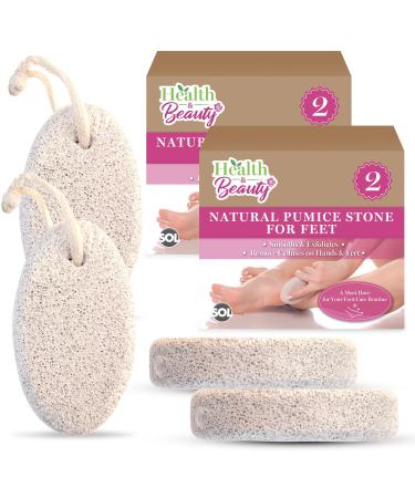 4pk Natural Pumice Stone for Feet | Callus Remover Feet Scrubber Dead Skin Pumice Stones | Foot Scrubber Pumice Stone Feet | Foot Pumice Stone for Hands Foot Stone Pumice for Hard Skin + SOL Sticker