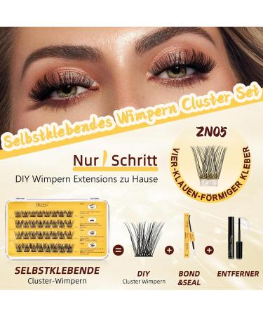 Self-Adhesive Eyelash Clusters - QUEWEL Natural Look No Glue Required 40 Pcs Reusable DIY Extensions for Beginners (ZN05) - Buy Online on GoSupps.com