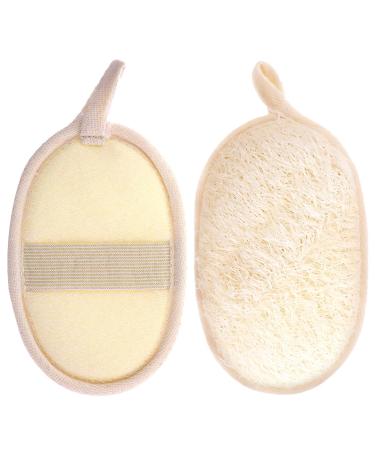 Exfoliating Loofah Sponge Pads - 2 Pack Body Scrubber Made with Natural Luffa and Terry Cloth Shower loofah Sponge Exfoliator Pad Body Sponges for Shower and Bath Spa