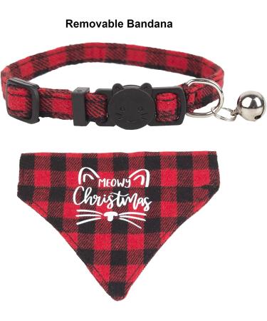 ADOGGYGO Christmas Cat Collars 2 Pack with Bell - Adjustable Bandana Collar in Red Green Plaid for Cats Kittens - Buy Online on GoSupps.com