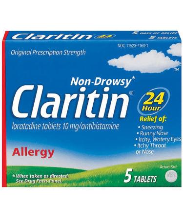CLARITIN 24 Hour Non Drowsy Allergy Tablets 5 ea (Pack of 10)