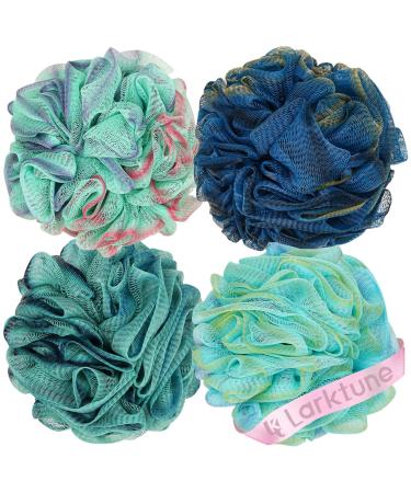 Shower Loofah Bath Sponge XL 75g - 4 Pack Large Soft Nylon Mesh Puff for Body Wash, Loofah Shower Exfoliating Scrubber for Women and Men, Full Cleanse, Beauty Bathing Accessories Summer