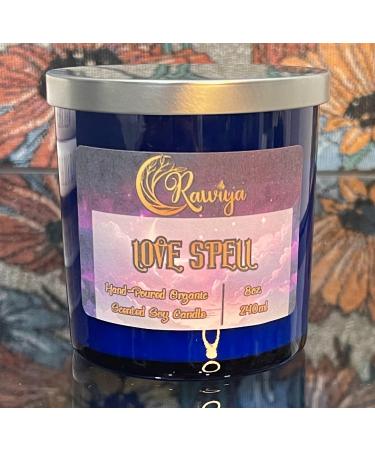 | Love Spell Hand-Pour Scented Candle | 8oz/240ml 50-60+ Hour Burn Time | Aromatherapy for Home or Office | Promotes Peace and Calmness Blue & Purple