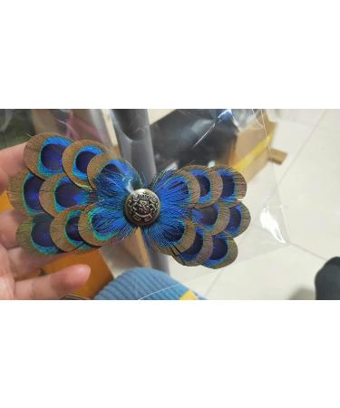 Natural Peacock Feather Fascinator Wedding Hair Clip Blue - Buy Online on GoSupps.com