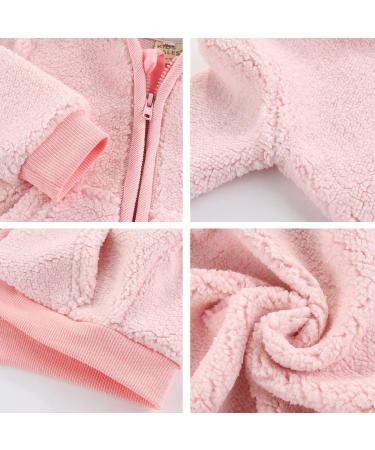 Cartoon Fleece Hooded Jacket for Newborns - Pink, Warm Infant Outwear Coat with Ears, Zipper Up 0-3 Months, Unisex, 0-6Y - Buy Online on GoSupps.com