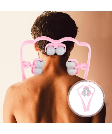 Healvian Neck Massage Roller - Shiatsu Deep Tissue Trigger Point Relief | Manual Self Muscle Massage Device for Neck & Shoulders - Pink - Buy Online on GoSupps.com