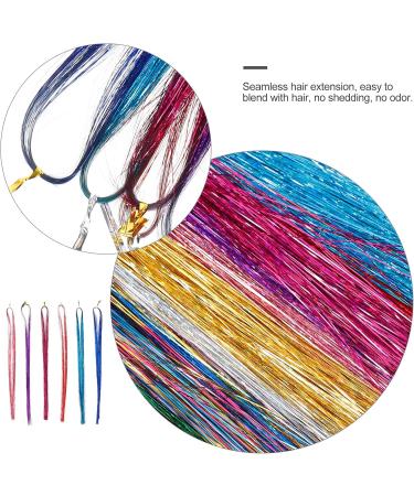 Lurrose 1 Set Piece hair color strip straight long hair strand highlights curly hairpieces hair sparkle strands clip in hair extension hair glitter strands hair strands iron prom tool - Buy Online on GoSupps.com