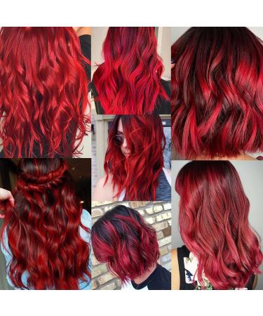 17 Inch Red Clip-In Curly Wavy Hair Extensions - 12 PCS Colorful Hair Accessories for Girls & Women | Perfect for Parties - Buy Online on GoSupps.com