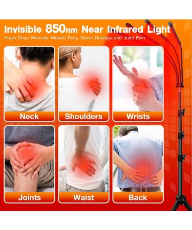 Mojimdo Red Light Therapy Lamp 660nm&850nm Infrared Light with Flexible Gooseneck Arm and Height-Adjustable Stand for Targeted Use on Face Body Knee Back - Ideal for Home Use - Buy Online on GoSupps.com