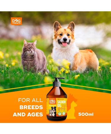 Salmon Oil for Dogs UK - 100% Natural Omega-3 Fish Oil Supplement - Promotes Healthy Skin and Coat - 500ml - Buy Online on GoSupps.com