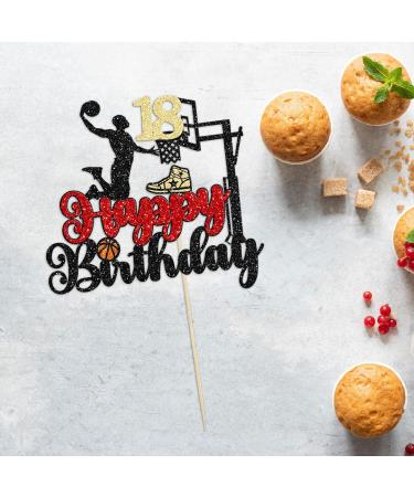 1Pc Cheers to 18 Years Birthday Cake Topper Glitter Hello 18 Sweet 18 Cake Pick Eighteen Years Old Birthday Cake Decoration for 18th Birthday Basketball Sports Party Supplies Black Multicolour-12 - Buy Online on GoSupps.com