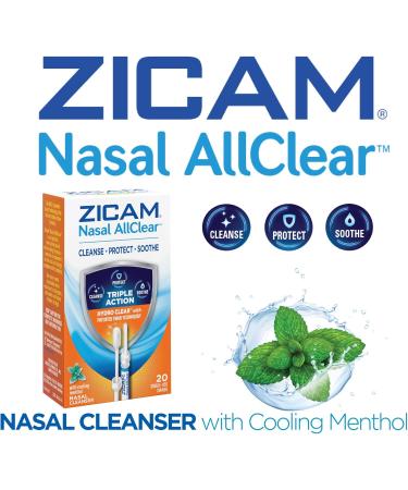 Zicam Nasal AllClear - Triple Action Sinus Relief Nasal Cleanser with Cooling Menthol Drug-Free 20 Count - Buy Online on GoSupps.com