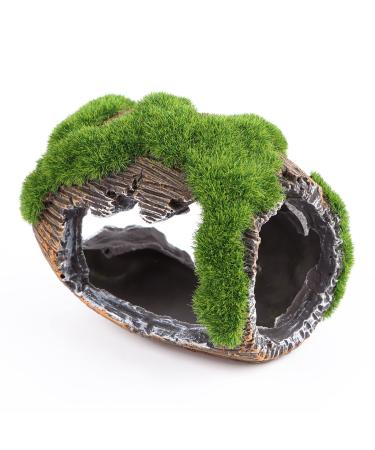 Aquarium Decoration Simulation Moos Deko Harz Aquarium Cave Deko Fish Tank Ornament Aquarium accessories hide for fish shrimp (3.34 x 2.55 x 2.75 inches) B-green