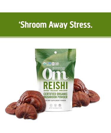 Om Mushroom Superfood Reishi Powder - Organic Adaptogen for Stress & Immune Support - 3.5oz (50 Servings) - Buy Online on GoSupps.com