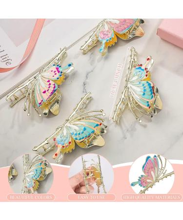 4-Pc Set 4.3 Inch Butterfly Hair Claw Clips - Sparkly Non-Slip Metal Hairpins for Women & Girls - Buy Online on GoSupps.com
