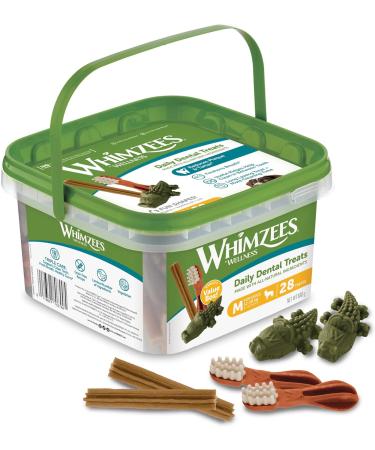 Whimzees Natural Grain-Free Dental Care Snacks for Medium Dogs - 30 Pieces & 28 Pieces Variety Box | Cereal-Free Treats - Buy Online on GoSupps.com