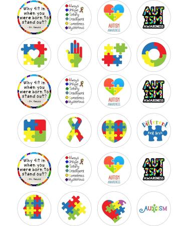 Autism Awareness 24 edible PRE CUT style kids childrens party decorations Wafer Paper Cupcake Fairy Cake Toppers - Buy Online on GoSupps.com