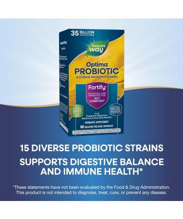 Nature's Way Fortify Optima Probiotic for Adults 35 Billion Cultures 15 Strains Supports Digestive Balance and Immune Health* No Refrigeration Required 60 Capsules (Packaging May Vary) - 2 Pack - Buy Online on GoSupps.com