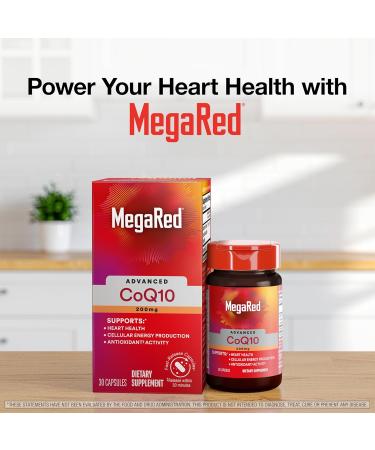 MegaRed Advanced CoQ10 to Help Support Heart Health and Cellular Energy* Powerful Antioxidant Protects Against Free Radicals* - 30 Capsules (30 Servings) - Buy Online on GoSupps.com
