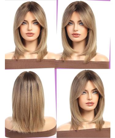 WOKESTAR Short Brown Bob Wig with Fringe - Heat Resistant Synthetic Hair for Women - Buy Online on GoSupps.com