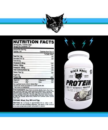 Black Magic Multi-Source Protein - Whey  Egg  and Casein Complex with Enzymes & MCT Powder - Pre Workout and Post Workout - Cookies and Cream Protein Powder - 24g Protein - 2 LB with Bonus Key Chain - Buy Online on GoSupps.com