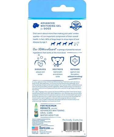 Fresh Breath TropiClean Mouth Care Gel for Dogs & Cats - Brushless Plaque & Tartar Removal - Advanced Whitening - 118ml - Buy Online on GoSupps.com