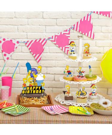 Simpsons Party Decorations 25 Pcs Simpsons Theme Cupcake Toppers for Girl and Boy Simpsons Birthday Party Supplies Cake Decoration - Buy Online on GoSupps.com