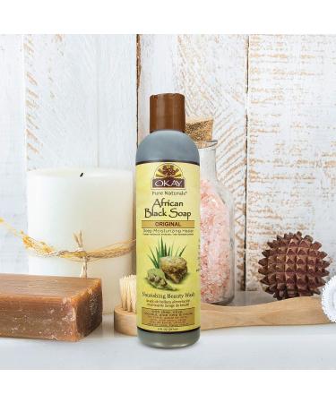 OKAY African Black Soap Liquid Original 8 oz | Deep Moisturizing Healer for All Skin Types | Nourishing Beauty Wash - Sulfate, Silicone, & Paraben Free - Buy Online on GoSupps.com