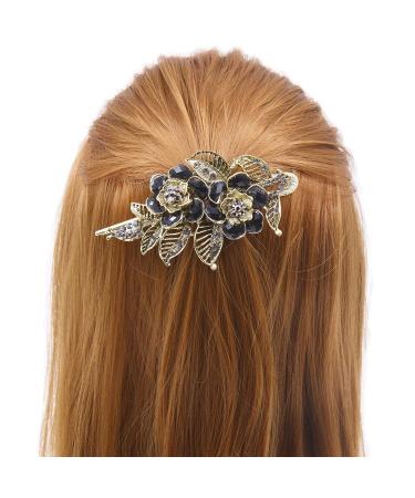 Pretty Alligator Hair Clips Metal Flower Hair Clip Peacock Hair Clip - 2 PCS Large Flower Barrettes for Women (Style B) - Buy Online on GoSupps.com