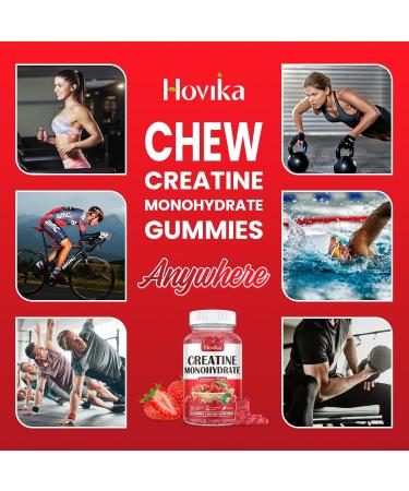 Buy Vegan Creatine Monohydrate Gummies - 3g with Vitamin B12 for Muscle Growth & Recovery - Natural Strawberry Flavor - 90 Chewable Gummies - Buy Online on GoSupps.com