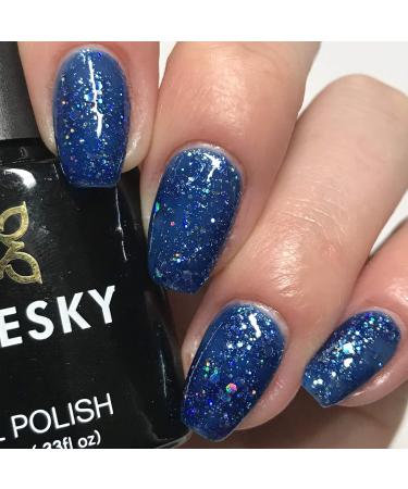 Bluesky Dark Blue Chunky Glitter MIDNIGHT BLUE - BLZ13 - UV/LED Soak Off Gel Nail Polish 10ml - Buy Online on GoSupps.com