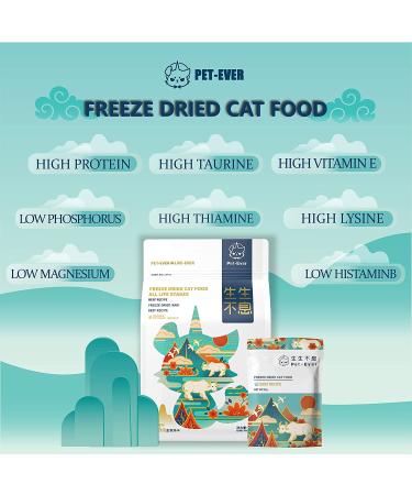 Pet Ever Freeze Dried Raw Cat Food - Beef Recipe - 6 Packs (20g Each) - 60% Rich Protein - Grain Free - Low Fat Dry Cat Food Topper - Buy Online on GoSupps.com