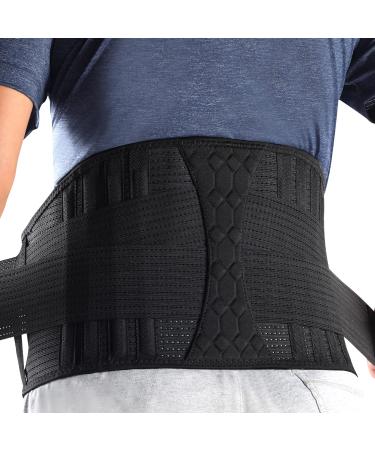 Racbeuk Lumbar Support Belt Lower Back Brace for Lifting  Herniated Disc  Sciatica  Pain Relief Breathable Lumbar Brace for Men & Women Large