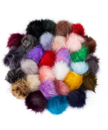 60 Pcs Faux Fur Pom Pom for Hats - Soft Pompoms with Elastic Loop Removable Knitting Hat Accessories for Shoes Scarves Gloves Bags Crafts Keychain (30 Colors  3.9 in ) 60 Pcs-30 Colors - Buy Online on GoSupps.com